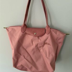 Longchamp large le pliage Pink  Tote with Leather Trim